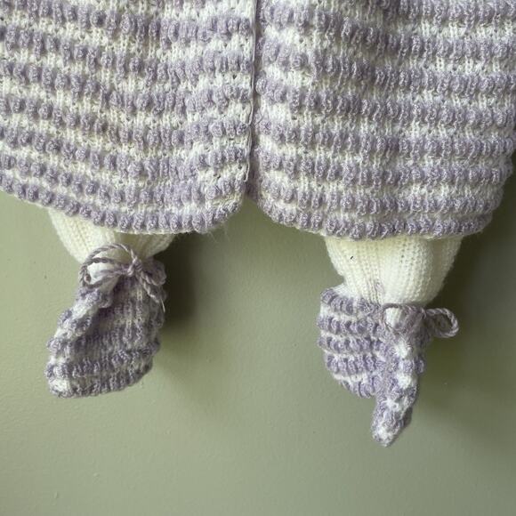 Vintage Baby Girl Outfit Set 9 Months Knitted Purple Embroidered Sweater Set - Picture 10 of 10